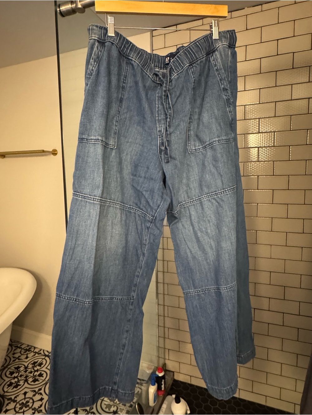 gap high rise wide leg jeans - size xl